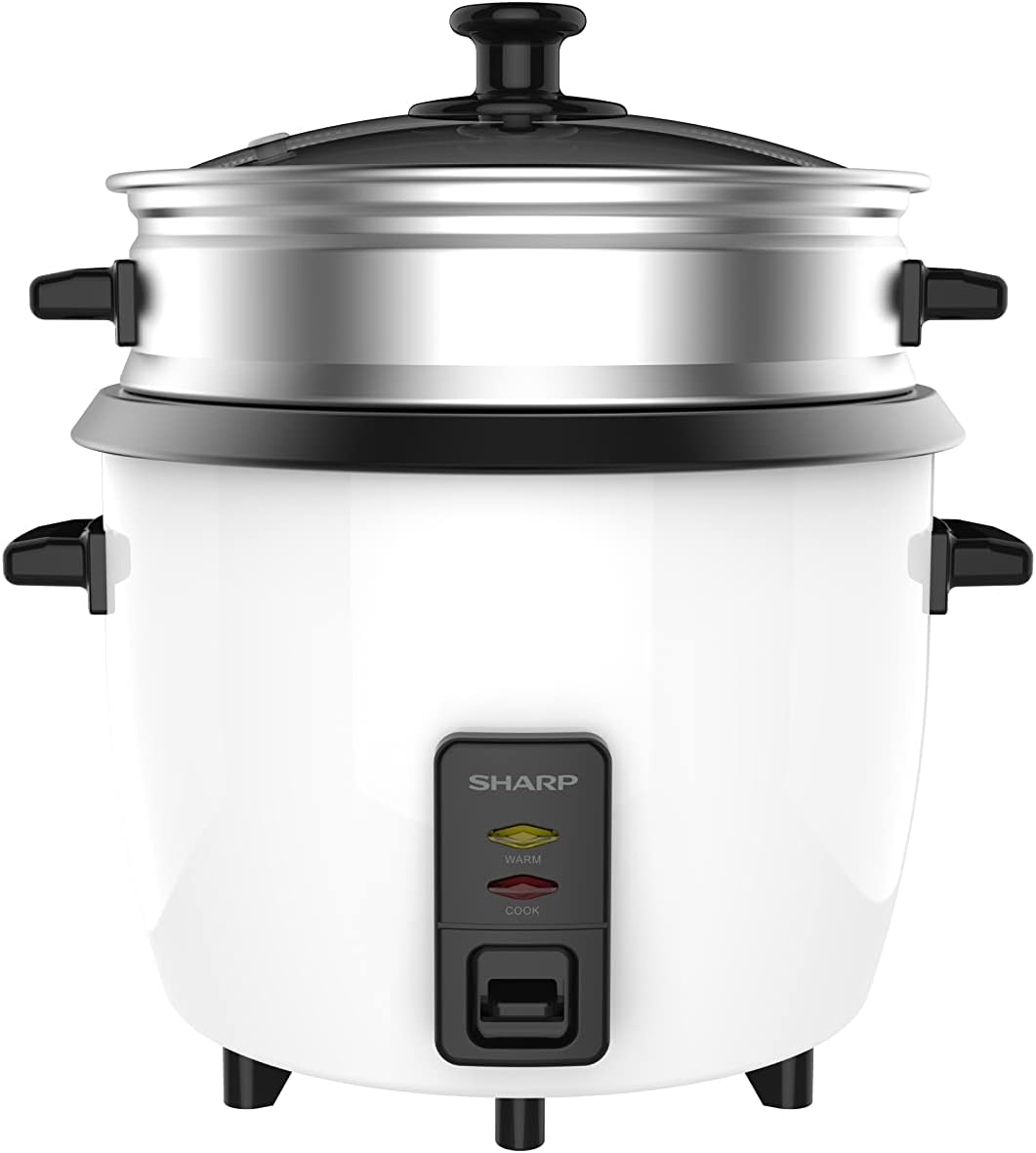 SHARP 0.8L Rice Cooker & Food Steamer KS-H108G-W3