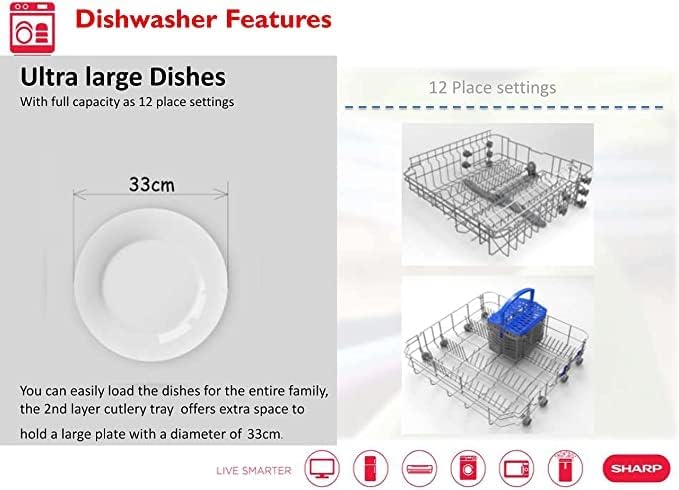 SHARP 12 Place Settings Dishwasher QW-MB612-SS3