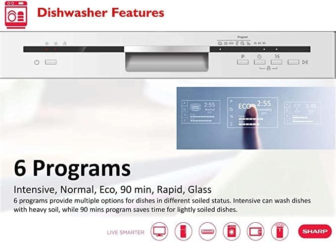 SHARP 12 Place Settings Dishwasher QW-MB612-SS3