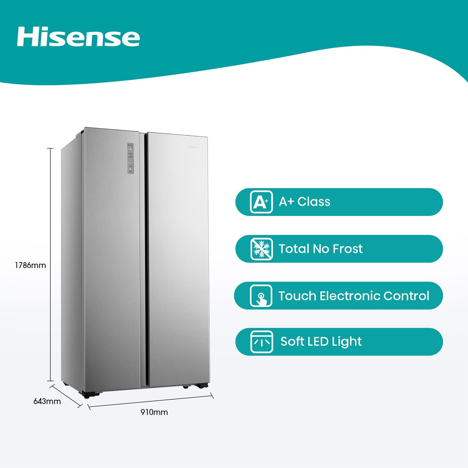 Hisense 670L Side By Side Refrigerator RS670N4ASU