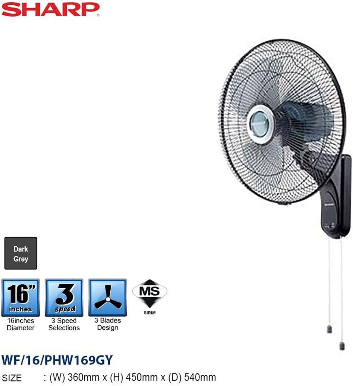 SHARP 16" Stand Fan PJT169