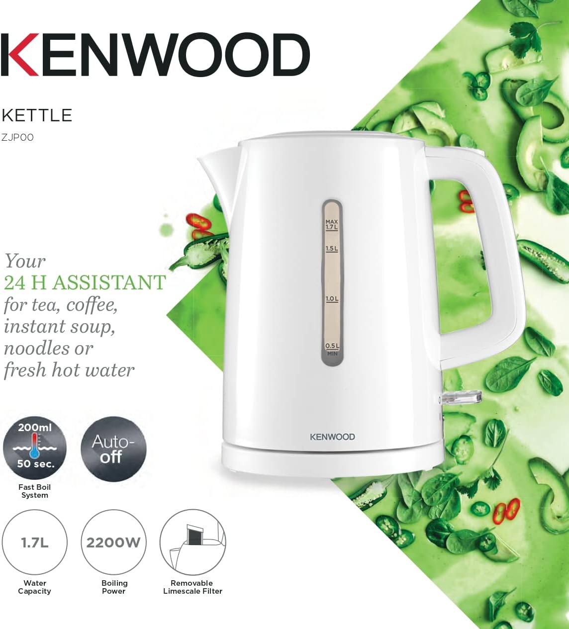 KENWOOD 2200W 1.7L Kettle  ZJP00.000WH