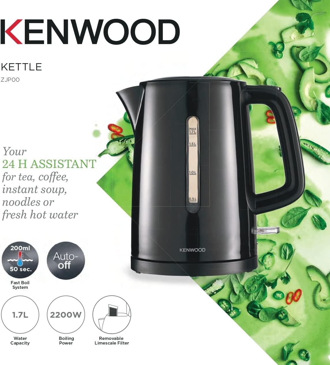 KENWOOD 2200W 1.7L Kettle  ZJP00.000WH