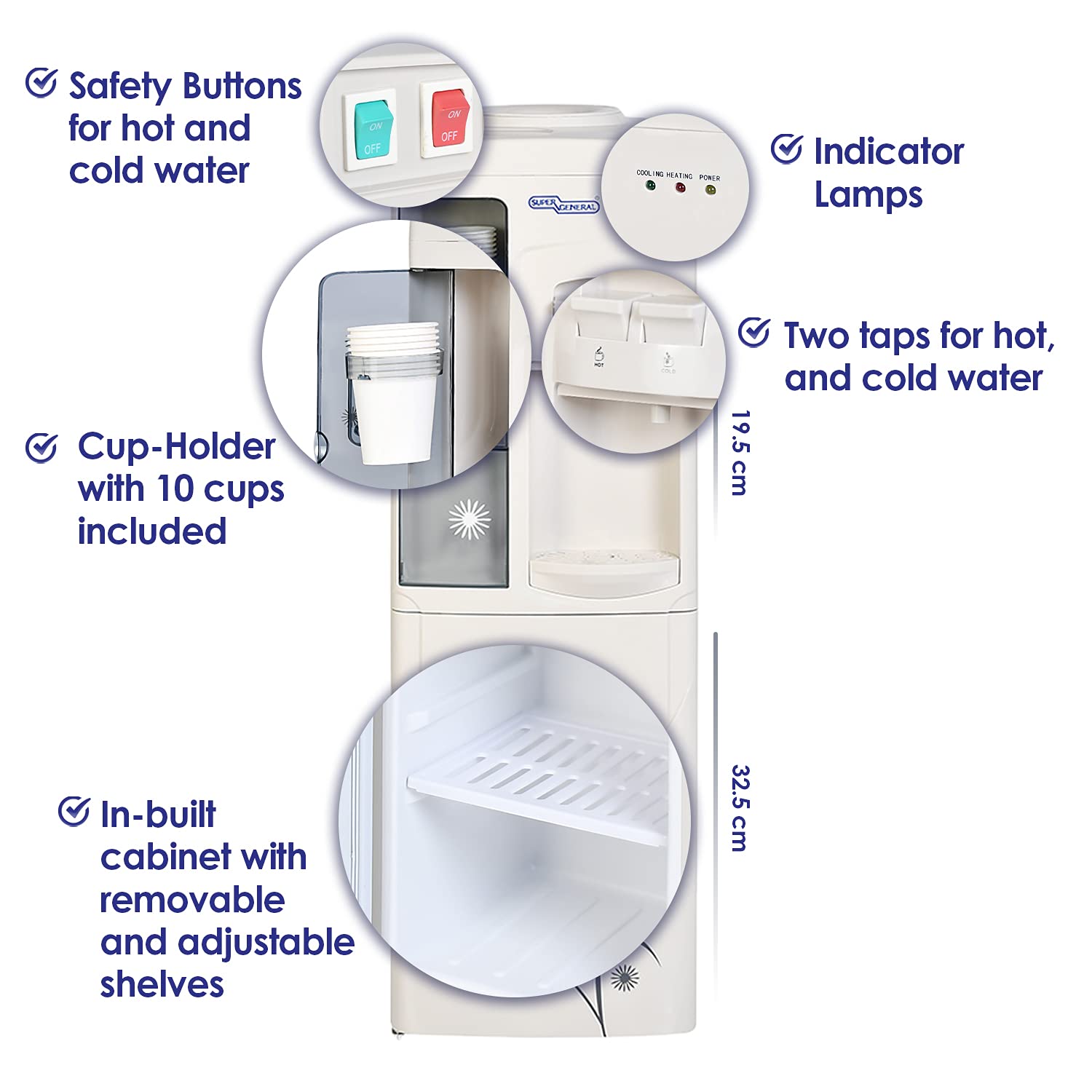 Super General 2 Tap Top Load Water Dispenser with Cabinet SGL1171