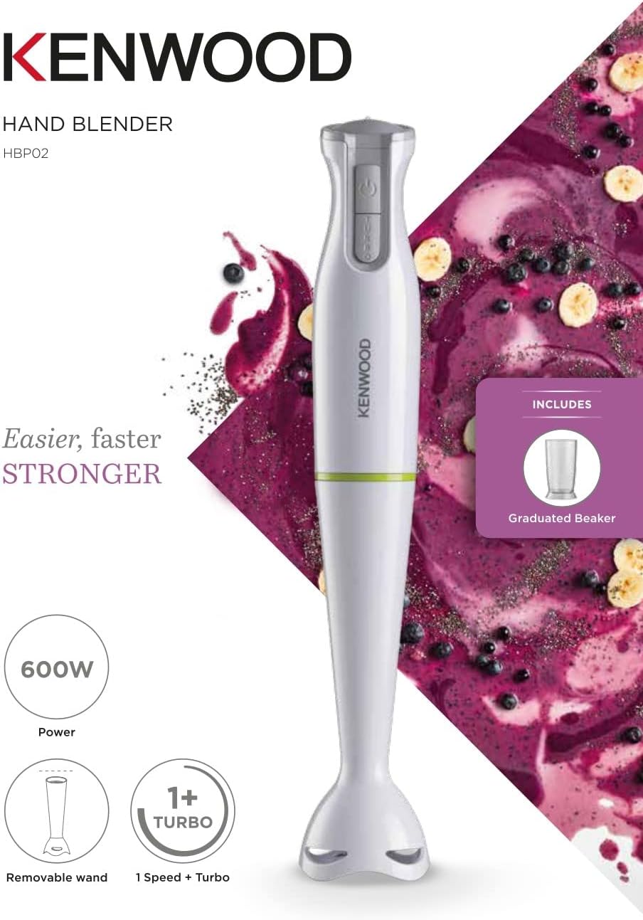 KENWOOD 600W Hand Blender With Beaker HBP02.001WH