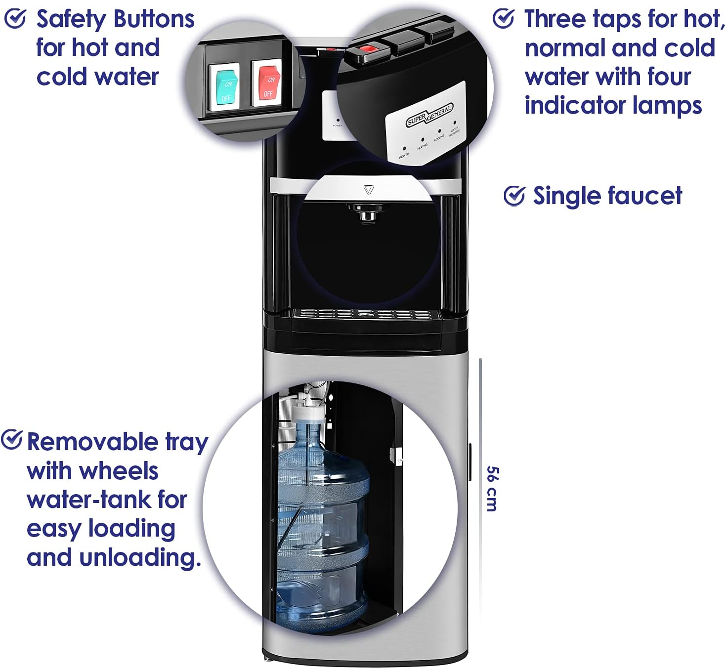 Super General 3 Tap Bottom Load Water Dispenser SGL2020BM