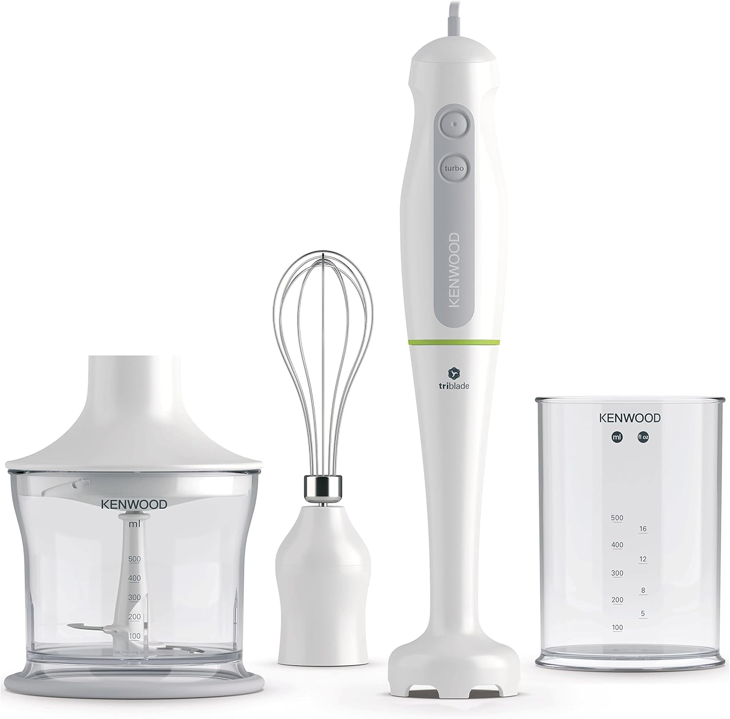 KENWOOD 600W Hand Blender With Chopper, Beaker, Whisk HDP104WG