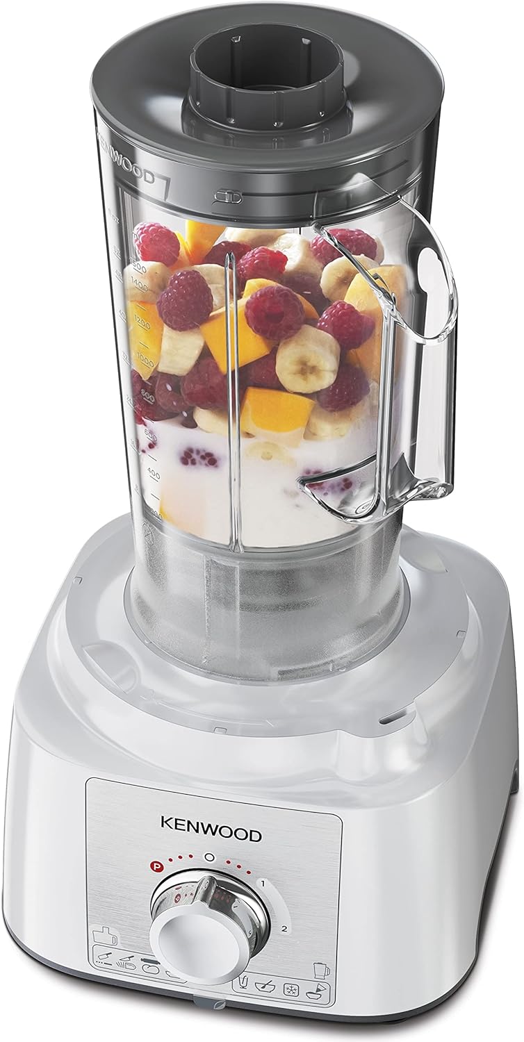 KENWOOD 1000W Food Processor With 3L Bowl, 2 Stainless Steel Disks, Blender, Grinder Mill, Whisk, Dough Maker FDP65.400WH