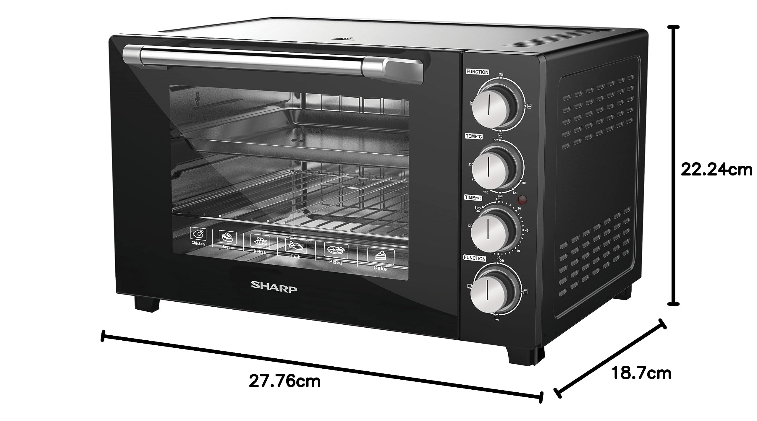 SHARP 60L Double Glass Electric Oven with Rotisserie & Convection EO-60NK-3