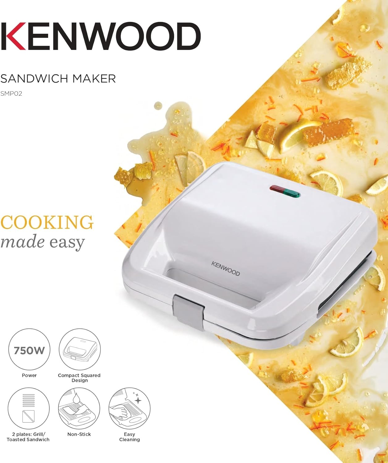 KENWOOD 2-in-1 Sandwich Maker & Grill SMP02.000WH