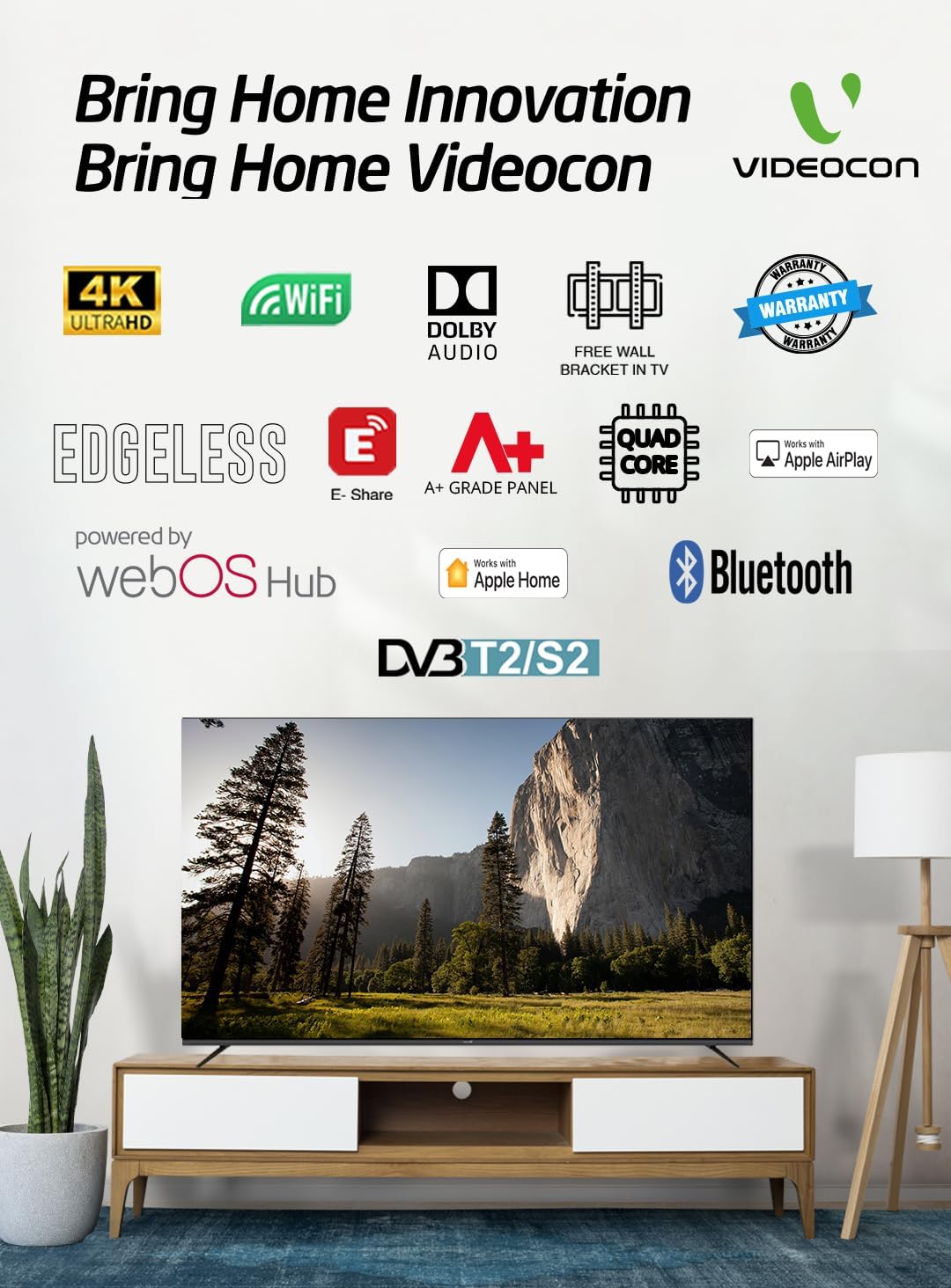 VIDEOCON 65" 4K UHD Smart Television E65ELWO11100