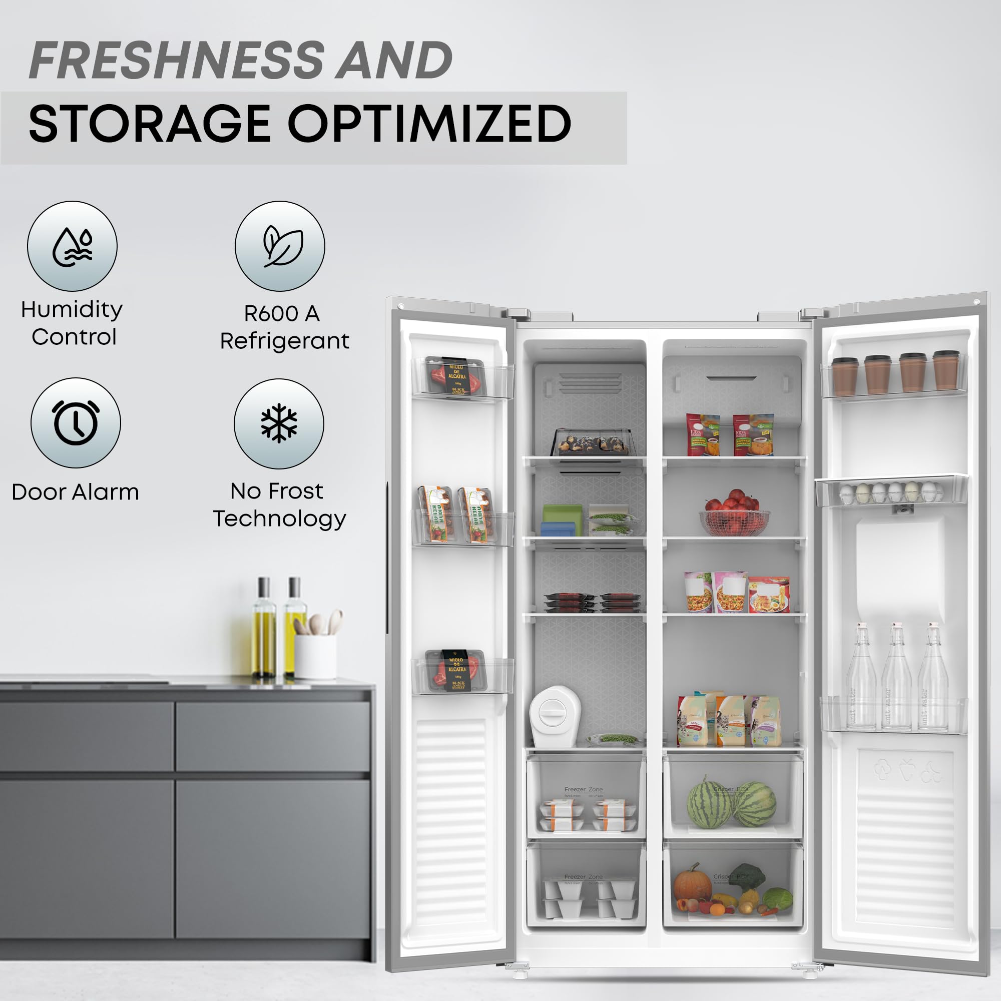 Krome 600L Side by Side Refrigerator with Water Dispenser KR-SBS600WM