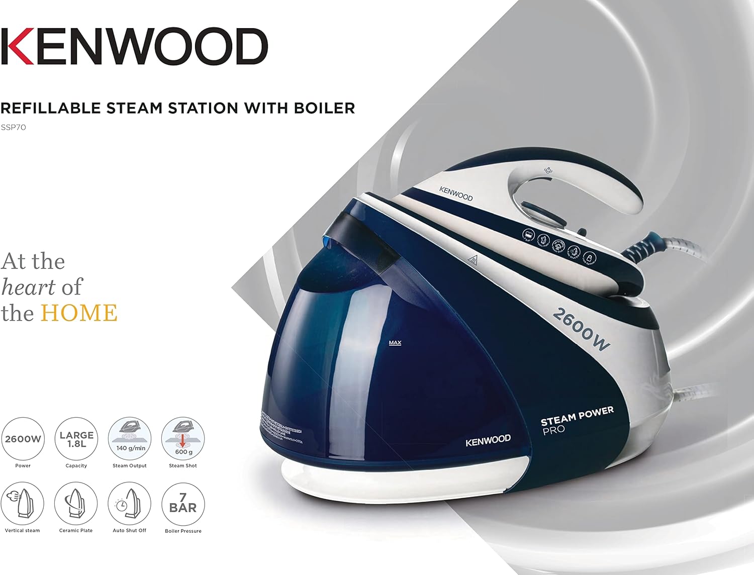 KENWOOD 2600W Steam Iron Steam Station SSP70.000WB