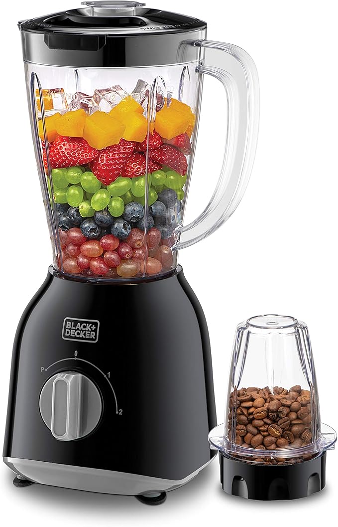 BLACK+DECKER 400W 1.0L Blender with Grinder Mill + Extra Blender Jar BX-365PR-B5