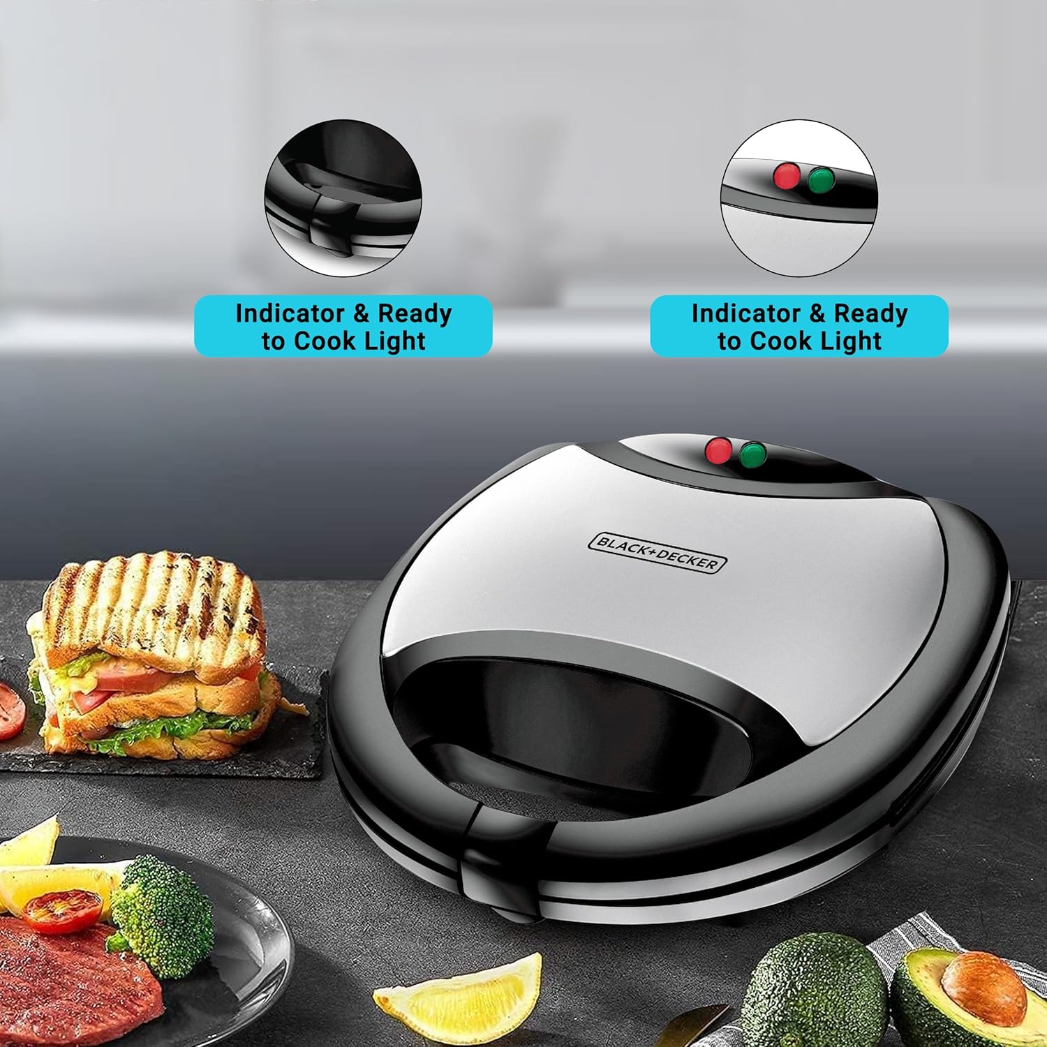 BLACK+DECKER 2 Slice Sandwich Maker with Grill TS2080-B5