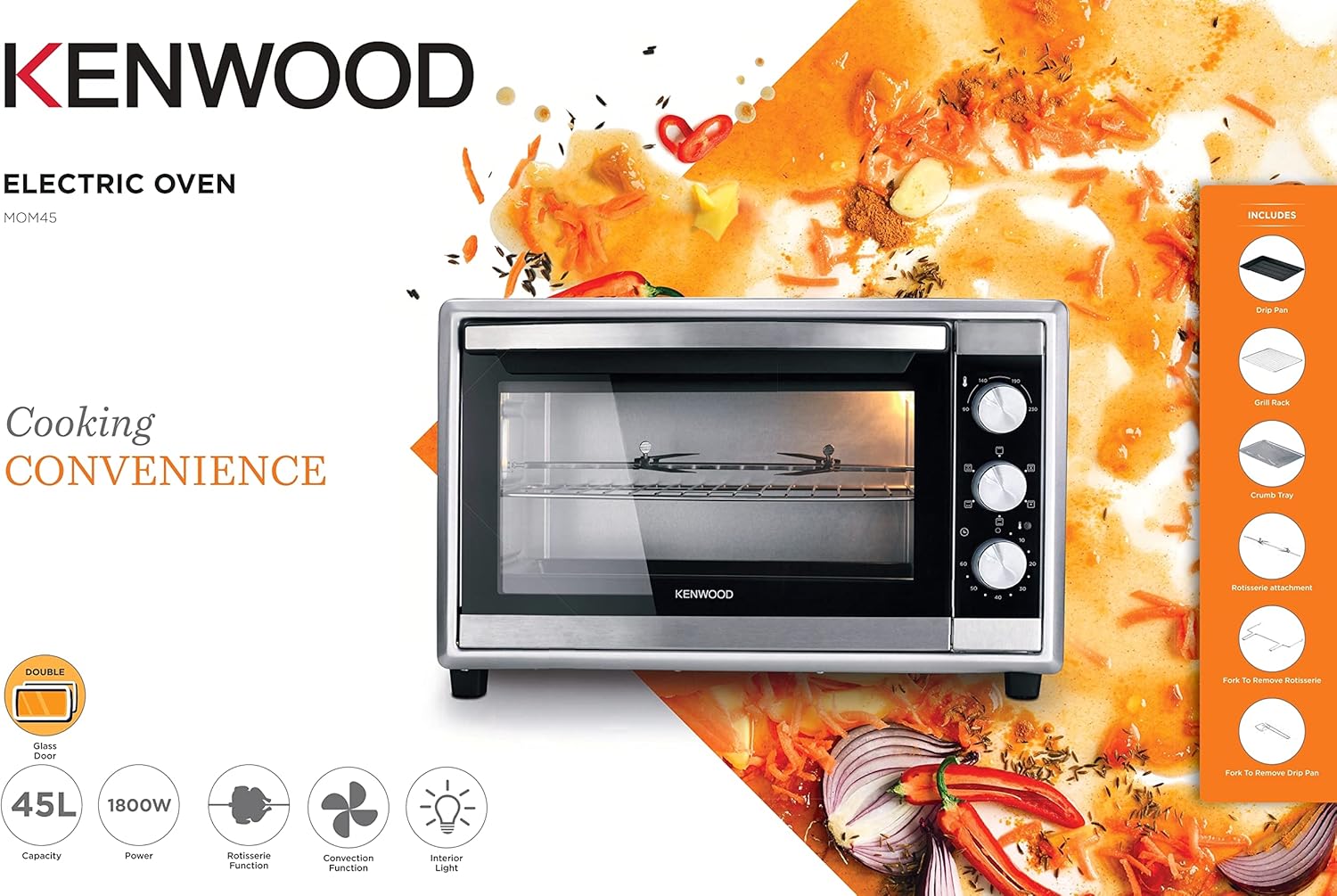 KENWOOD 45L Double Glass Electric Oven MOM45.000SS